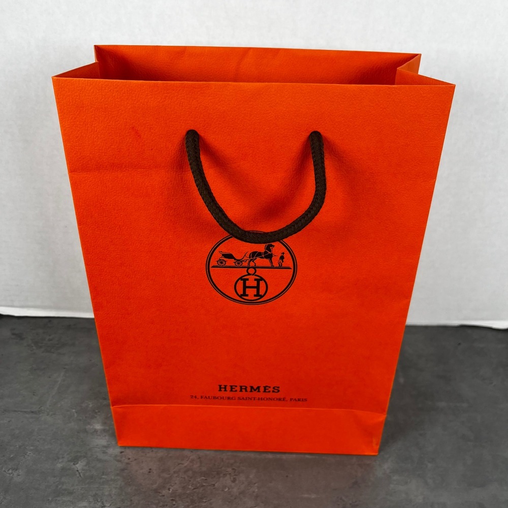 Hermes Paris Orange Paper Shopping Bag Small Medium Boutique Gift Bag 11.25x8.25